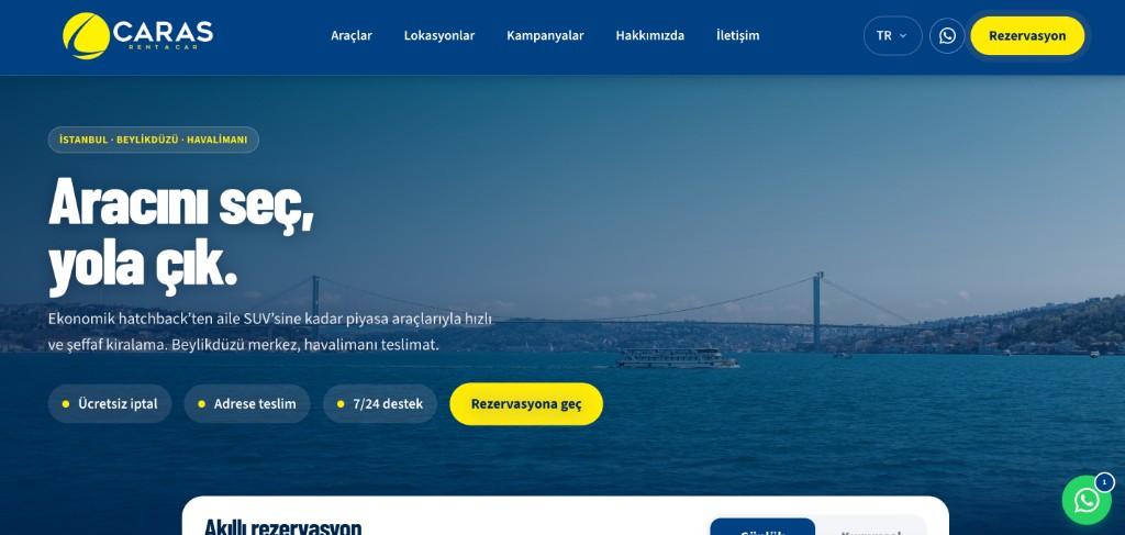 Caras Rent a Car web sitesi